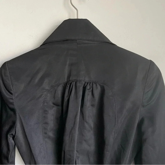 To The Max black satin open front belted trench coat size small - Picture 11 of 15